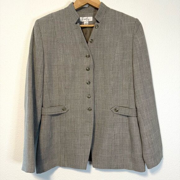 Vintage Emily Plaid Button Down Blazer Jacket Size 14 - Picture 1 of 9